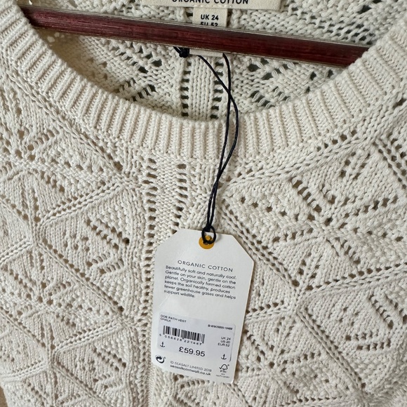 SEASALT Cornwall (UK) Doe Path Knitted Vest / Tank in Chalk - NWT - US 20/UK 24 - Picture 4 of 5